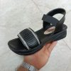 صندل زنانه مشکی نگین دار لژدار